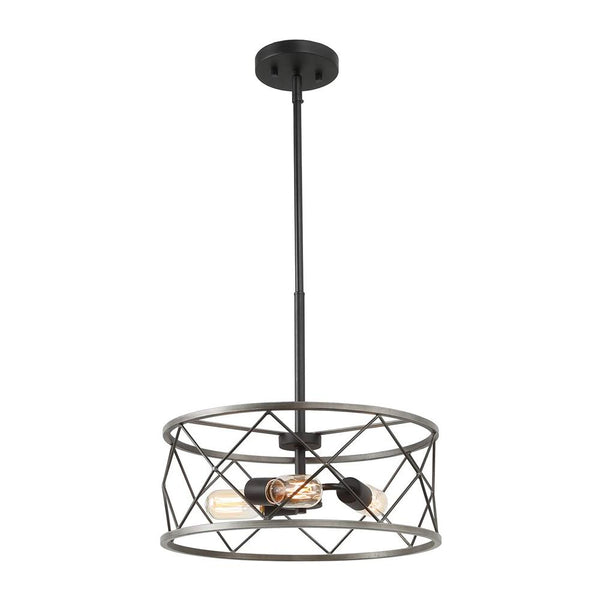 Chandelieria-3-Light Drum Chandelier Cage Pendant Light-Chandelier-Default Title-