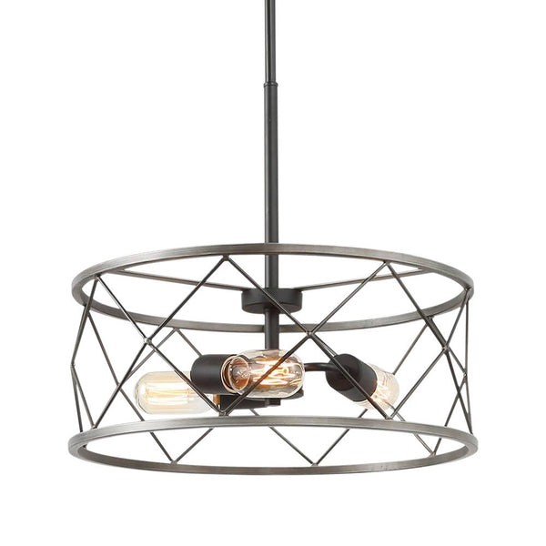 Chandelieria-3-Light Drum Chandelier Cage Pendant Light-Chandelier-Default Title-