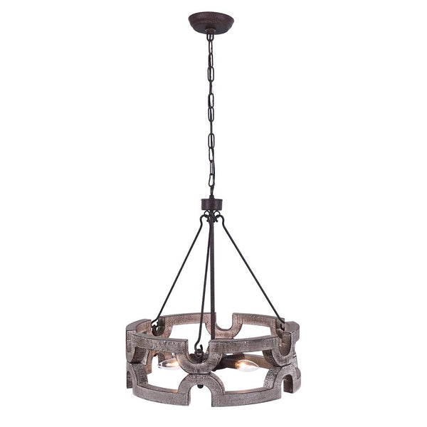 Chandelieria-3-Light Rustic Wood Drum Pendant Chandelier-Chandelier-6 Bulbs-