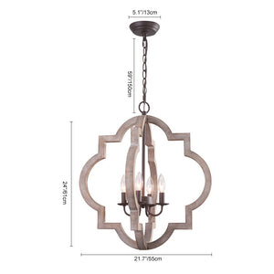 Chandelieria-3-Light Wood Chandelier Lantern Pendant Light-Pendant-3 Bulbs-