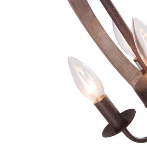 Chandelieria-3-Light Wood Chandelier Lantern Pendant Light-Pendant-4 Bulbs-