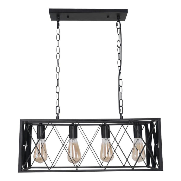 Chandelieria-4-Light Black Rectangle Kitchen Island Chandelier-Chandelier-Default Title-