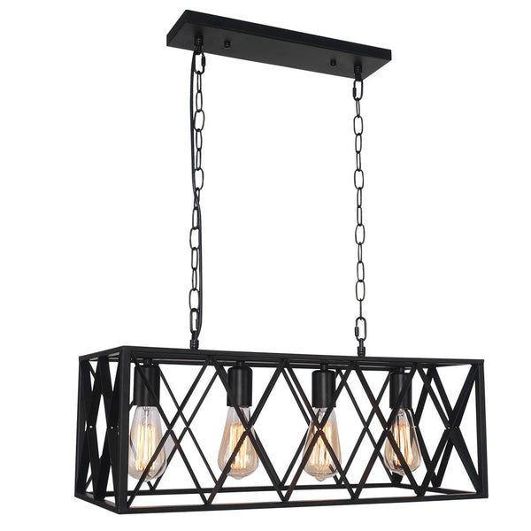 Chandelieria-4-Light Black Rectangle Kitchen Island Chandelier-Chandelier-Default Title-