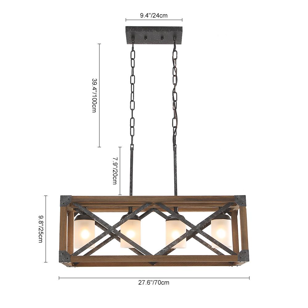 4-Light Kitchen Island Rectangle Cage Pendant Light | Chandelierias ...