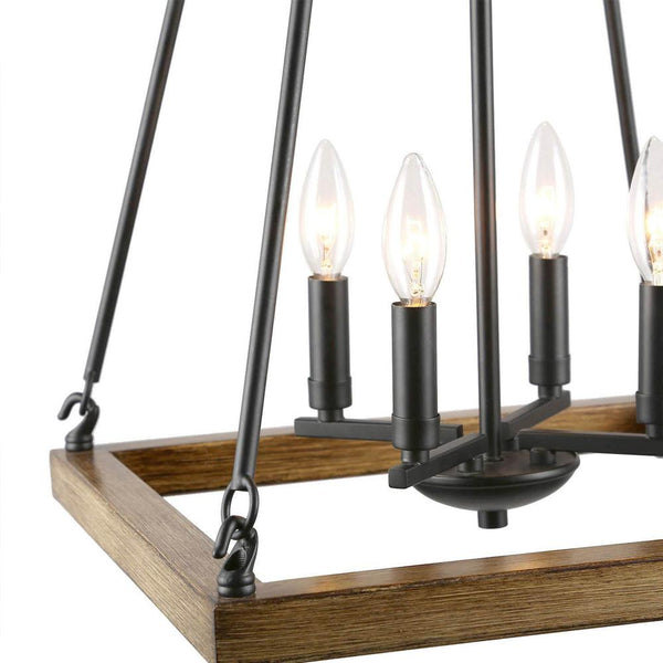 Chandelieria-4-Light Wood Geometric Lantern Pendant Light-Pendant-Default Title-