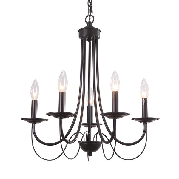 Chandelieria-5-Light Black Metal Candle Style Chandelier-Chandelier-Default Title-