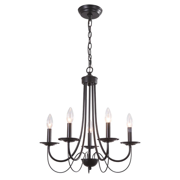 Chandelieria-5-Light Black Metal Candle Style Chandelier-Chandelier-Default Title-