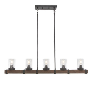 Chandelieria-5-Light Glass Wood Linear Chandelier-Chandelier-Default Title-