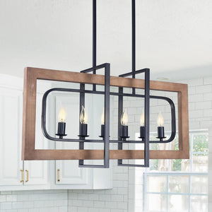 Chandelieria-6-Light Rectangle Modern Farmhouse Chandelier-Chandelier-Default Title-