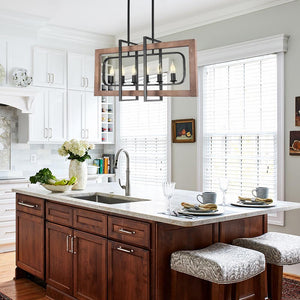 Chandelieria-6-Light Rectangle Modern Farmhouse Chandelier-Chandelier-Default Title-