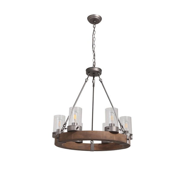 Chandelieria-6 Light Wagon Wheel Pendant Chandelier-Chandelier-Default Title-