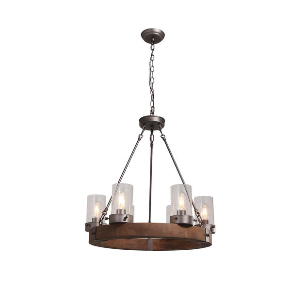 Chandelieria-6 Light Wagon Wheel Pendant Chandelier-Chandelier-Default Title-