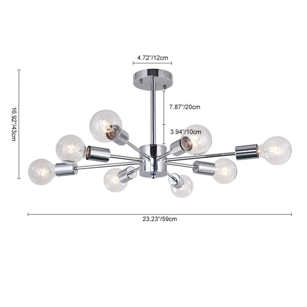 Chandelieria-8-Light Modern Semi Flush Sputnik Ceiling Light-Semi Flush-Default Title-