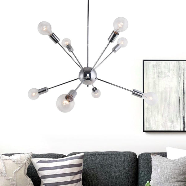 Chandelieria-Contemporary Glass Globe Sputnik Chandelier-Chandelier-Brass-8 Bulbs