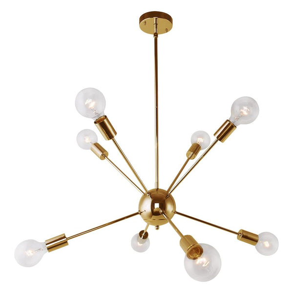 Chandelieria-Contemporary Glass Globe Sputnik Chandelier-Chandelier-Brass-8 Bulbs