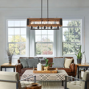 Chandelieria-Farmhouse 5-Light Rectangle Kitchen Island Chandelier-Chandelier-5 bulbs-