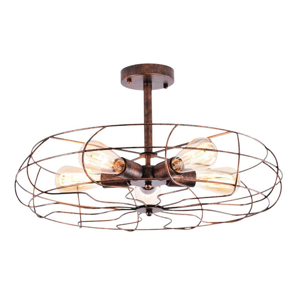 Chandelieria-Farmhouse Vintage Semi Flush Mount Ceiling Light-Ceiling Light-Black-