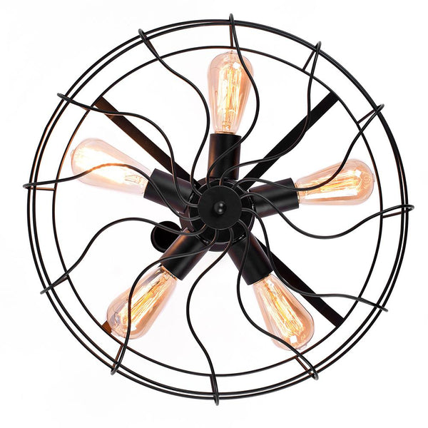 Chandelieria-Farmhouse Vintage Semi Flush Mount Ceiling Light-Ceiling Light-Black-
