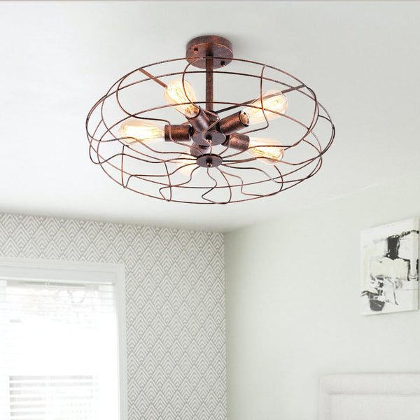 Chandelieria-Farmhouse Vintage Semi Flush Mount Ceiling Light-Ceiling Light-Black-