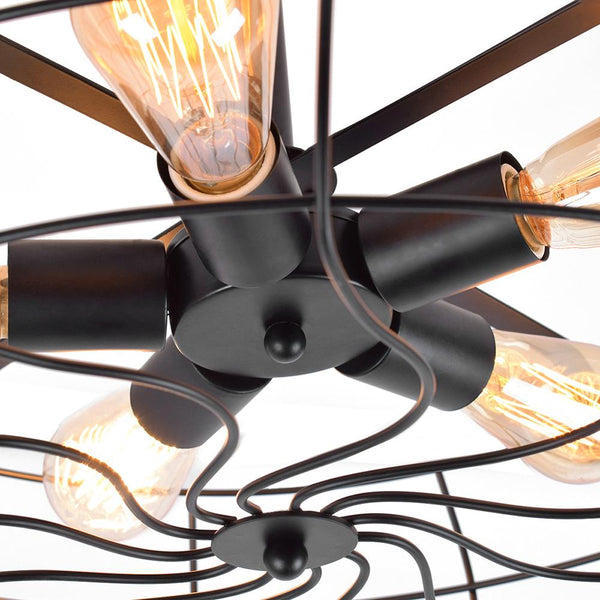 Chandelieria-Farmhouse Vintage Semi Flush Mount Ceiling Light-Ceiling Light-Black-