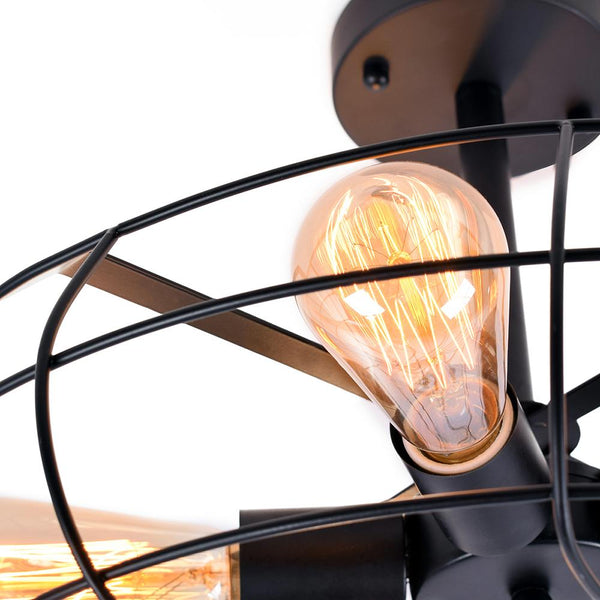 Chandelieria-Farmhouse Vintage Semi Flush Mount Ceiling Light-Ceiling Light-Black-
