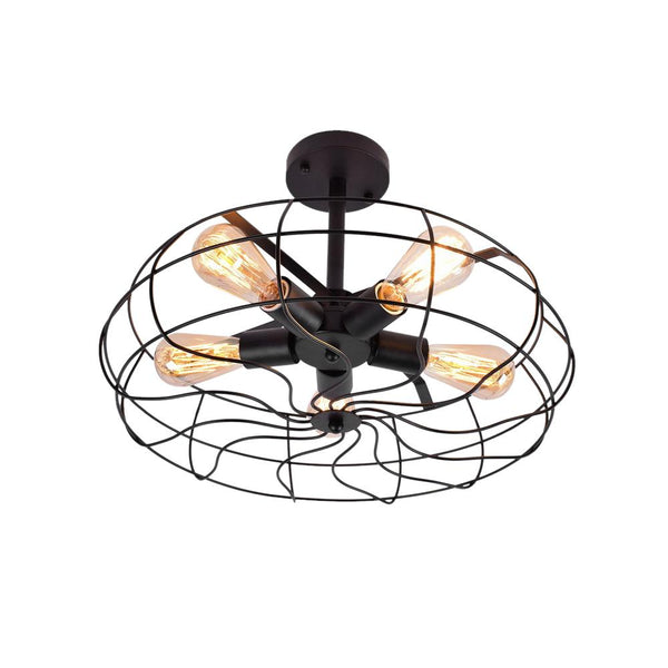Chandelieria-Farmhouse Vintage Semi Flush Mount Ceiling Light-Ceiling Light-Black-