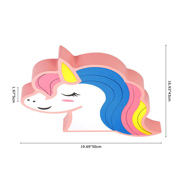 Chandelieria-Kids Dimmable LED Ceiling Light With Unicorn Pattern-Flush Mount-Pink-