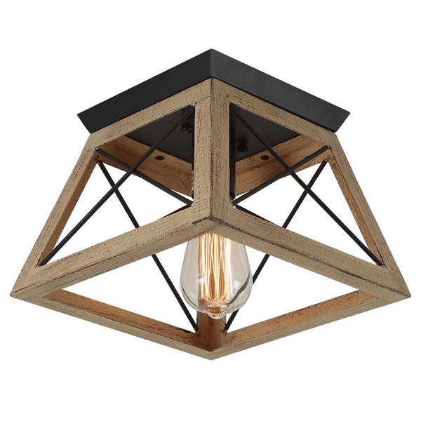 Chandelieria-Metal Modern Farmhouse Flush Mount Ceiling Light-Flush Mount-Brown-