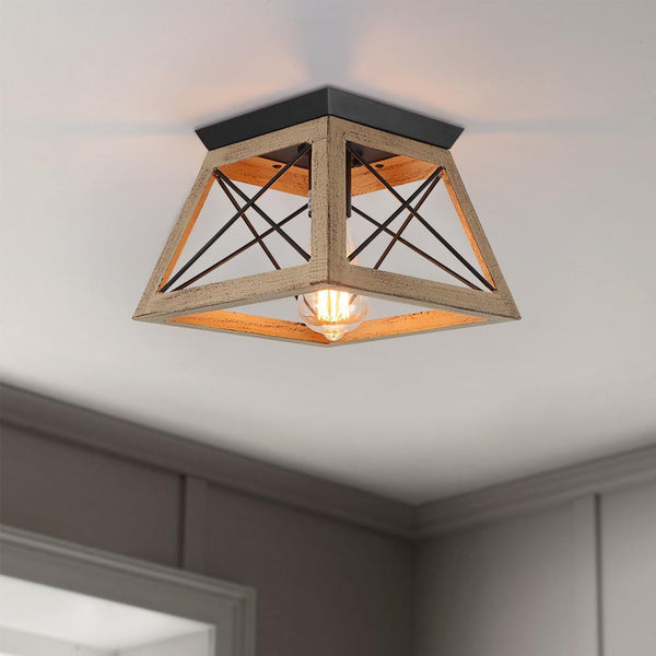 Chandelieria-Metal Modern Farmhouse Flush Mount Ceiling Light-Flush Mount-Gray-