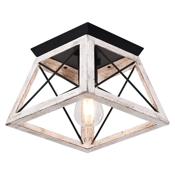 Chandelieria-Metal Modern Farmhouse Flush Mount Ceiling Light-Flush Mount-Gray-