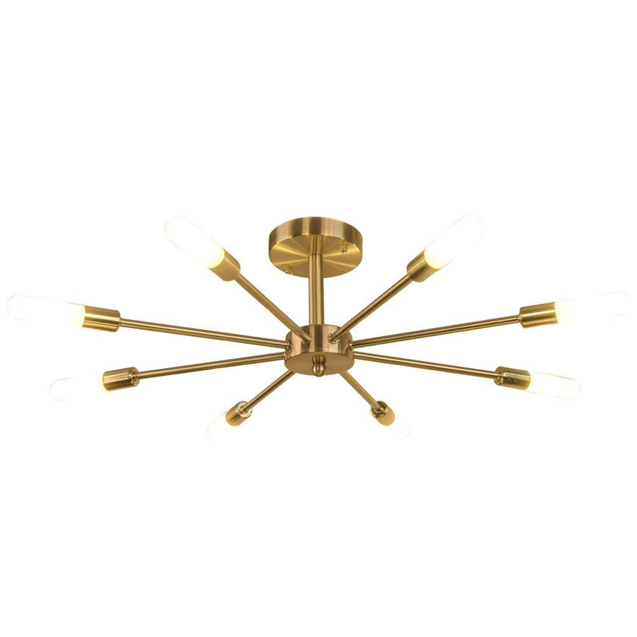 Chandelieria-Mid-Century Sputnik Semi Flush Chandelier-Semi Flush-Brass-8 Bulbs
