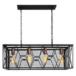 Chandelieria-Modern 4 Light Metal Rectangle Chandelier-Chandelier-4 bulbs-