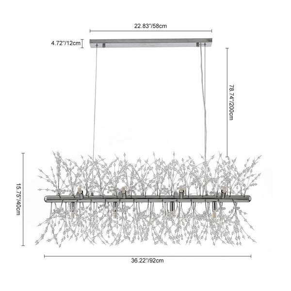 Chandelieria-Modern 9-Light Crystal Linear Chandelier-Chandelier-Chrome-12 Bulbs