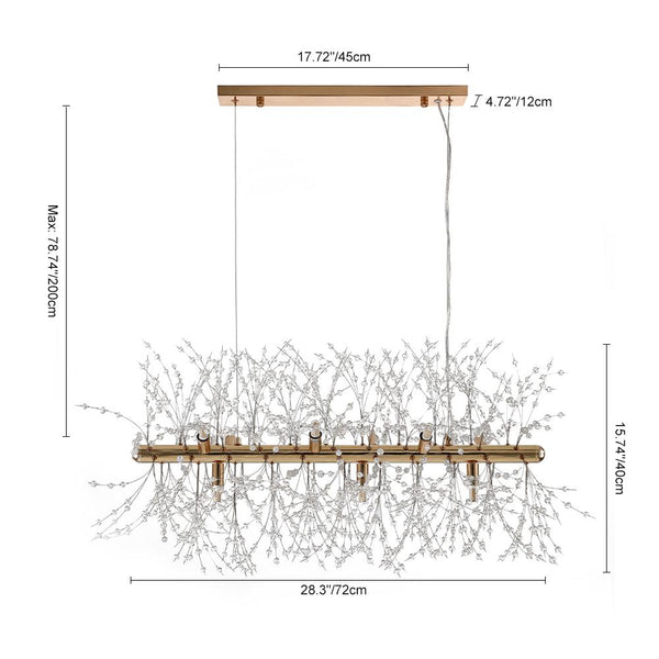 Chandelieria-Modern 9-Light Crystal Linear Chandelier-Chandelier-Chrome-12 Bulbs