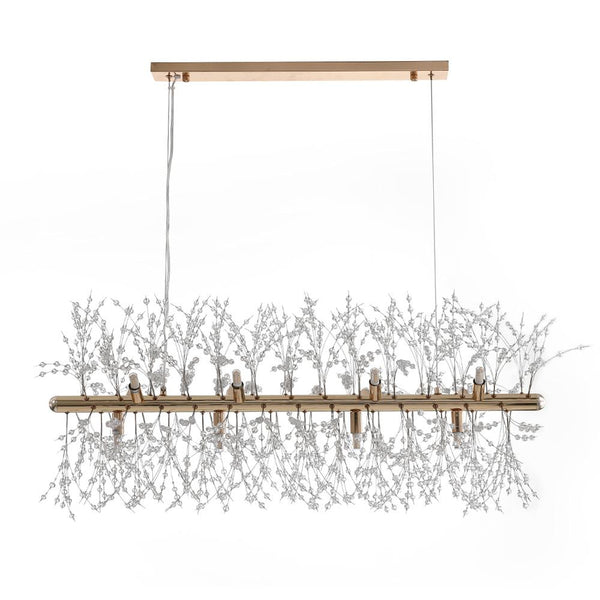 Chandelieria-Modern 9-Light Crystal Linear Chandelier-Chandelier-Gold-12 Bulbs