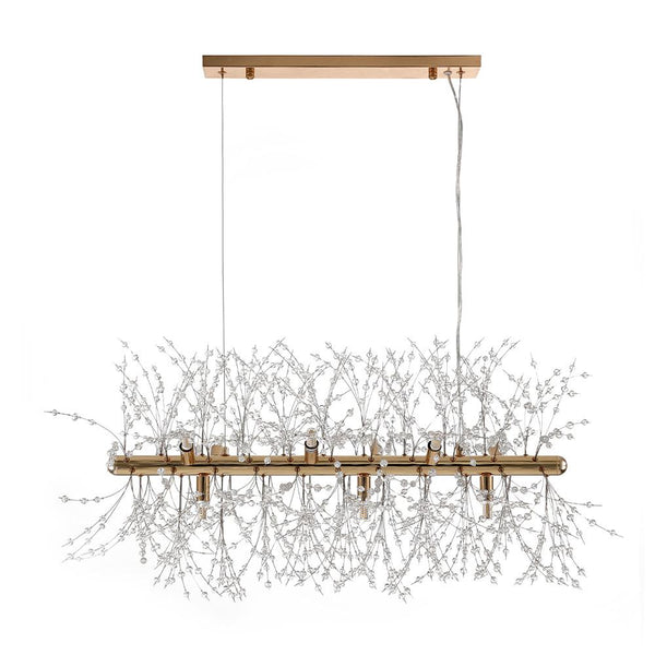 Chandelieria-Modern 9-Light Crystal Linear Chandelier-Chandelier-Gold-