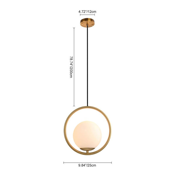 Chandelieria-Modern Brass Hanging Globe Pendant Light-Pendant-S-Circle