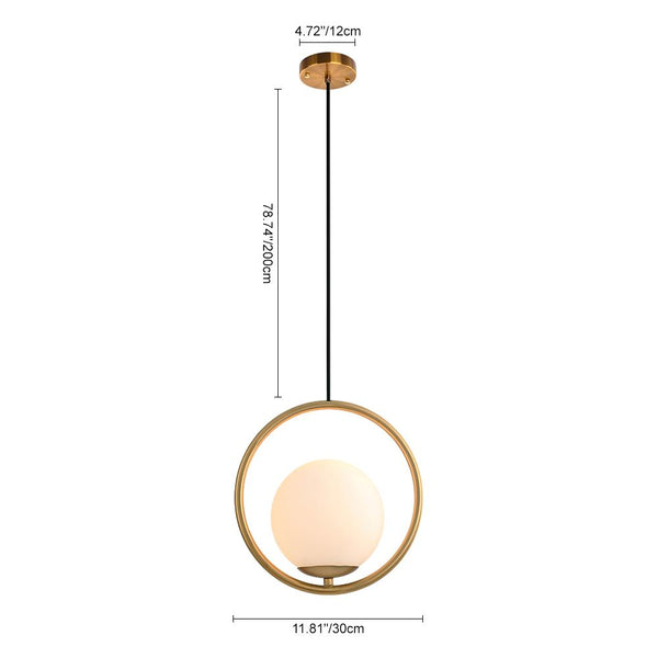 Chandelieria-Modern Brass Hanging Globe Pendant Light-Pendant-S-Circle