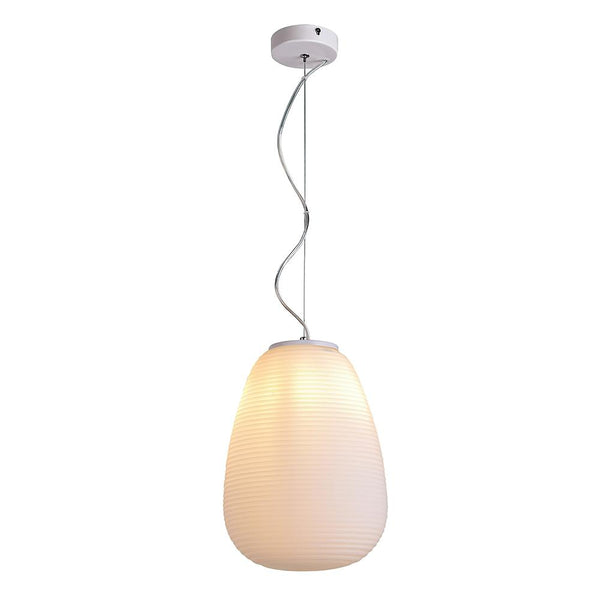 Chandelieria-Modern Ribbed White Lantern Pendant Light-Pendant-M-