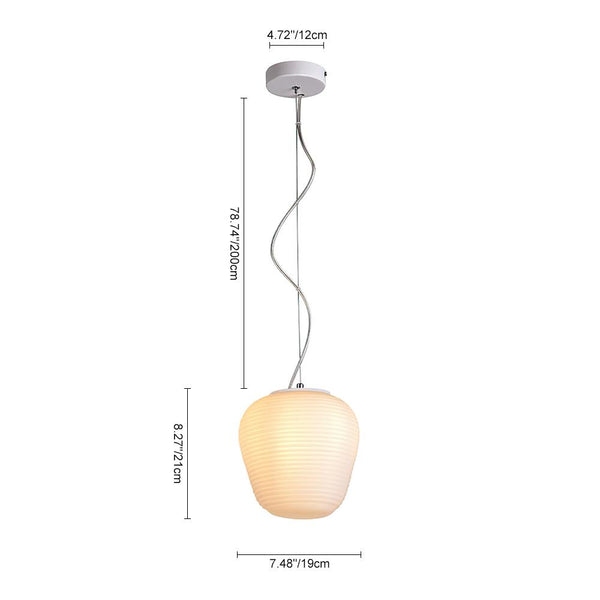 Chandelieria-Modern Ribbed White Lantern Pendant Light-Pendant-S-