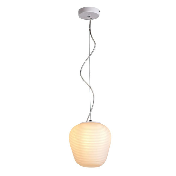 Chandelieria-Modern Ribbed White Lantern Pendant Light-Pendant-S-