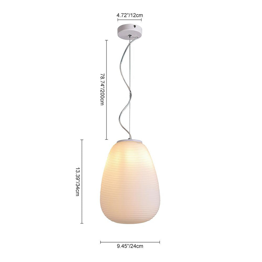 Chandelieria-Modern Ribbed White Lantern Pendant Light-Pendant-S-