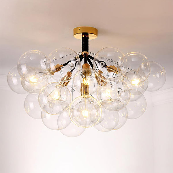 Chandelieria-Modern Semi Flush Cluster Bubble Chandelier-Chandelier-Black-