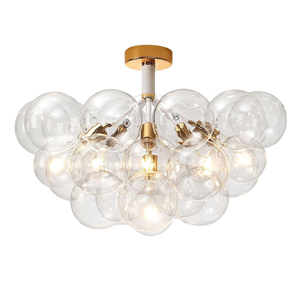 Chandelieria-Modern Semi Flush Cluster Bubble Chandelier-Chandelier-White-