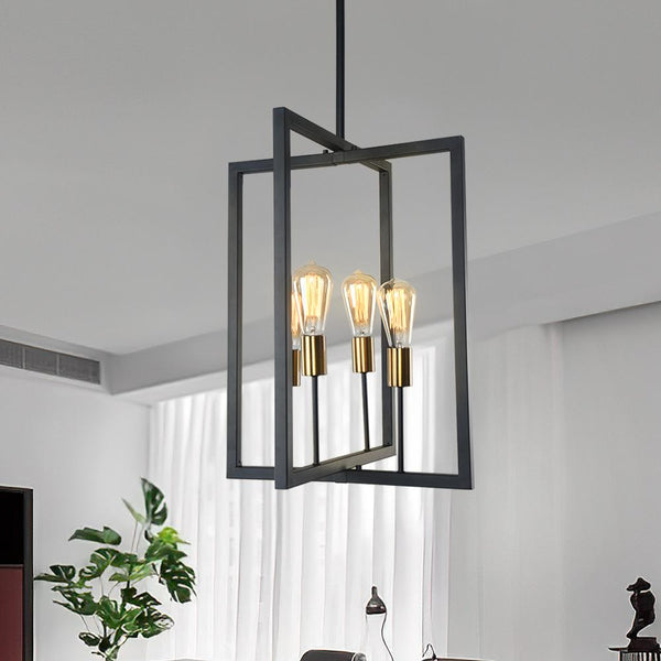 Chandelieria-Modern Square Metal Linear Pendant Lighting-Pendant-Default Title-