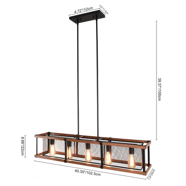 Chandelieria-Rectangular Caged Modern Farmhouse Chandelier-Chandelier-Default Title-