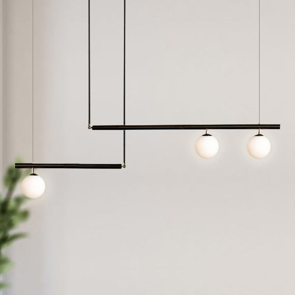 Chandelieria-Scandinavian Glass Globe Linear Chandelier-Chandelier-Black-