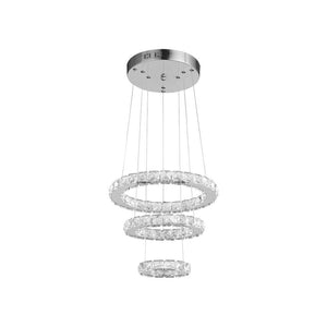 Chandelieria-Three Tier Circle LED Chandelier With Crystal Accents-Chandelier-Cool White-