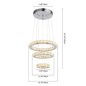 Chandelieria-Three Tier Circle LED Chandelier With Crystal Accents-Chandelier-Warm White-