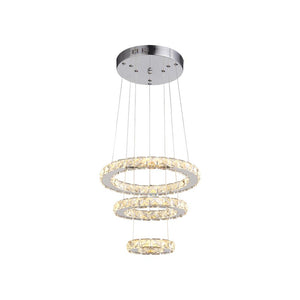 Chandelieria-Three Tier Circle LED Chandelier With Crystal Accents-Chandelier-Warm White-